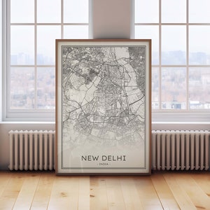Neu-Delhi Karte, Schwarzweiß-Neu-Delhi Print, Umriss Neu-Delhi Karte Poster, Minimalistisches Neu-Delhi Poster, Neu-Delhi Indien Wandkunst