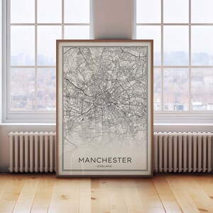 Manchester Map Download, Manchester UK Stadtplan, Manchester England Poster, Schwarzweiß-Manchester bedruckbar, Minimalismus Manchester Kunst