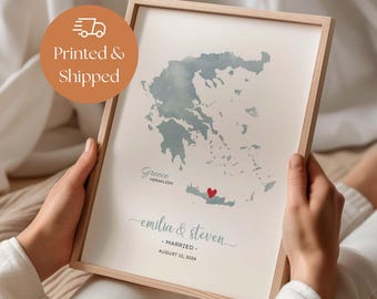 Personalized Engaged Map Print, Engagement Wedding Gift for Couple Anniversary Poster