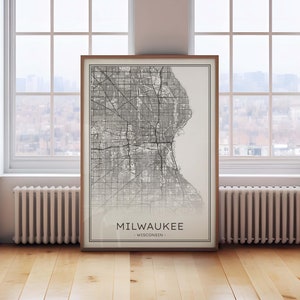 Milwaukee Map Print, Milwaukee City Poster, Printable Milwaukee Wisconsin Wall Art, Black and White Milwaukee Print, Milwaukee WI Poster