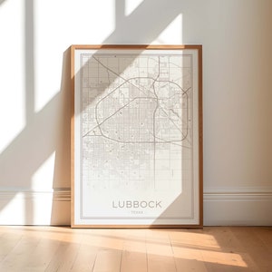 Mapa Lubbock, Lubbock Texas Mapa Drukuj, Beżowy Lubbock Natychmiastowe Pobieranie Mapy, Wydrukowalna Mapa Lubbock TX, Beżowy Plakat Lubbock, Mapa Miasta Teksas