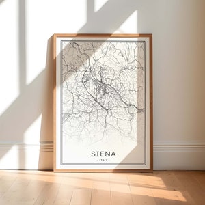 Siena Map, Siena Tuscany Print, Outline Siena Map, Minimalist Siena Poster, Siena Italy Wall Art, Black and White Siena Map