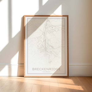 Mapa de Breckenridge Colorado, cartel del mapa de Breckenridge, descarga instantánea del mapa de Breckenridge, mapa neutral de Breckenridge, impresión beige de Breckenridge