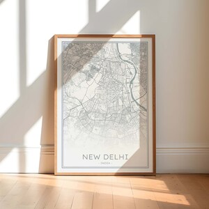 Impresión de mapas de Nueva Delhi, Mapa de Nueva Delhi India, Cartel de Nueva Delhi, Mapa de calles de Delhi imprimible, Mapa gris de Nueva Delhi, Arte de la pared de Nueva Delhi