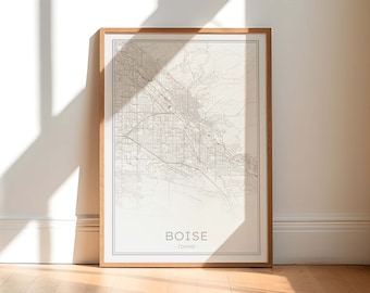 Beige Boise Idaho Street Map Art Print (Digital Download)
