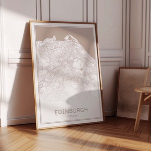 Carte d’Édimbourg, impression d’Édimbourg, affiche beige d’Édimbourg, impression neutre d’Édimbourg, impression d’Édimbourg en Écosse, téléchargement instantané d’art d’Édimbourg