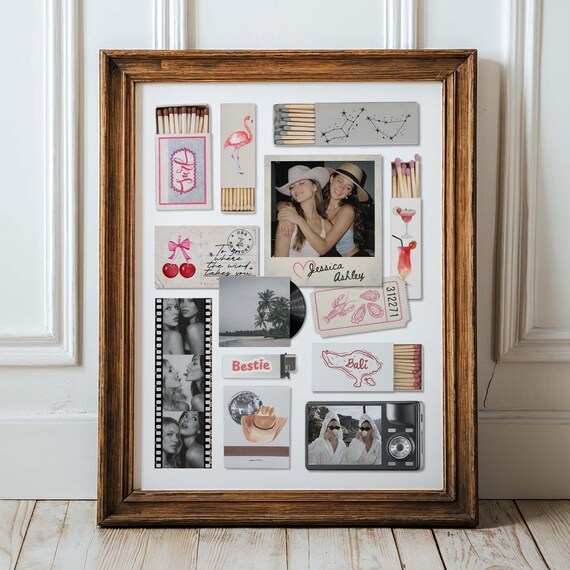 Bestie Gift Matchbox Canva Template DIY Poster for Sister BestFriend Keepsake Wall Art Printable Memory Collage Matchbook Art