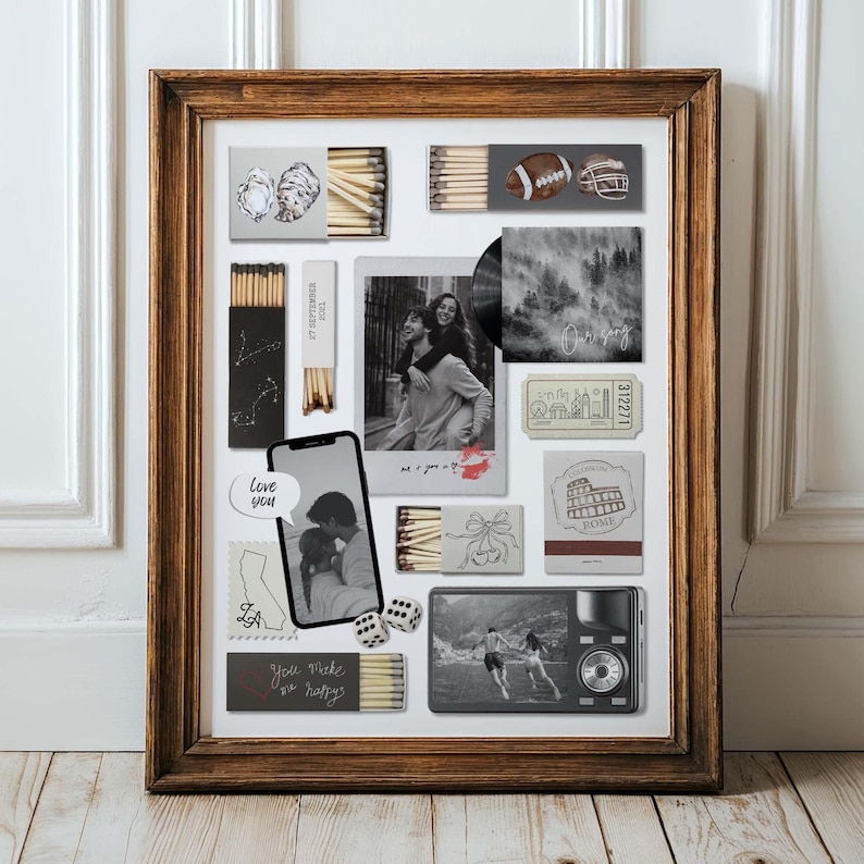 Póster personalizado de caja de cerillas, plantilla de Canva, regalo de aniversario para novio (descarga digital) imagen 1