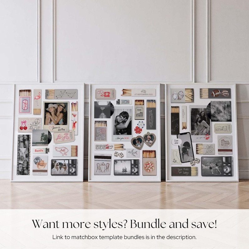 Bestie Gift Matchbox Canva Template DIY Poster for Sister BestFriend Keepsake Wall Art Printable Memory Collage Matchbook Art image 10