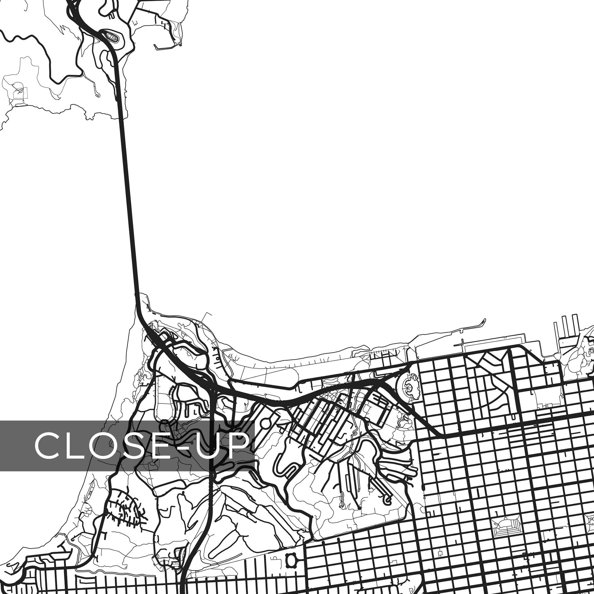 Lsht Map San Francisco Map Art Print, Black and White City Street Map (digital ...