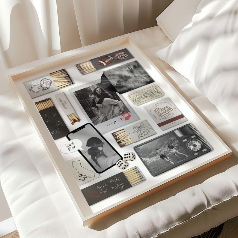 Póster personalizado de caja de cerillas, plantilla de Canva, regalo de aniversario para novio (descarga digital) imagen 13