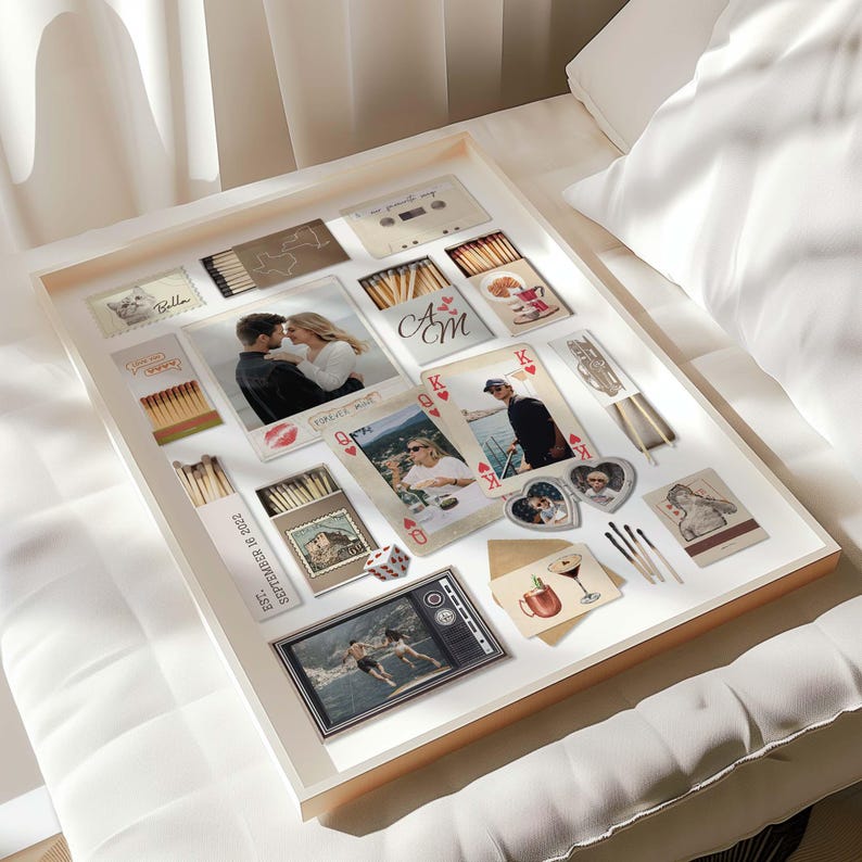 Plantilla editable de Canva para caja de cerillas, regalo DIY para él, arte mural para aniversario de novio imagen 13