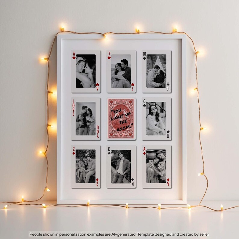 Plantilla editable de Canva: Collage de fotos de naipes, regalo para tu novio (descarga digital) imagen 8