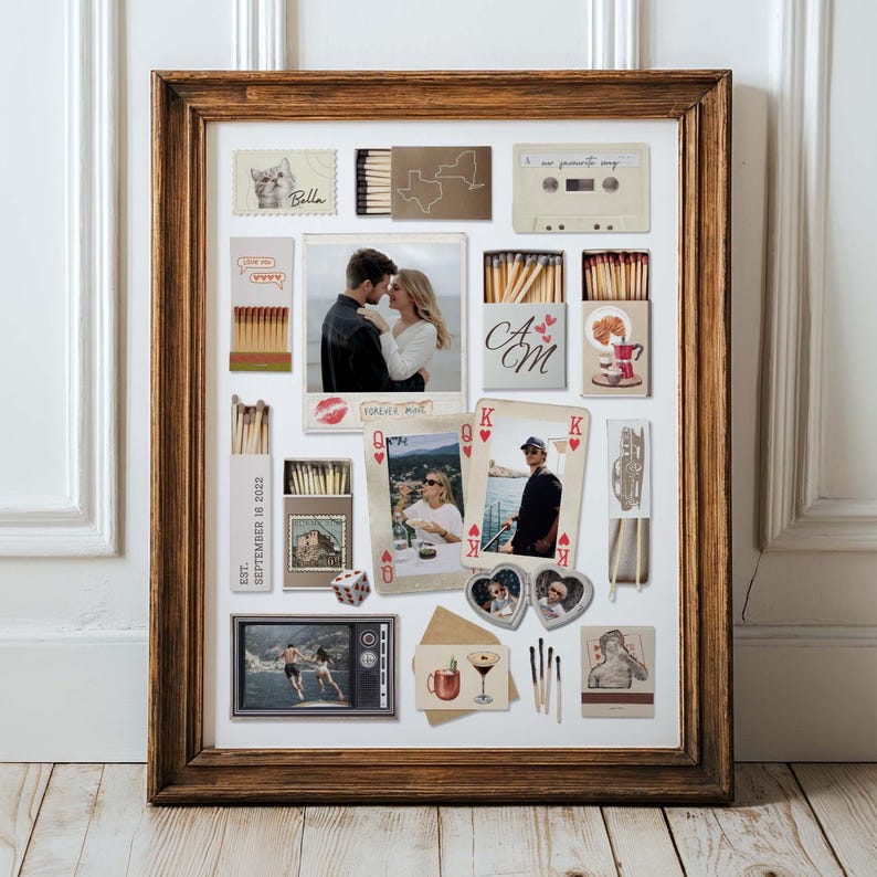 Plantilla editable de Canva para caja de cerillas, regalo DIY para él, arte mural para aniversario de novio imagen 1