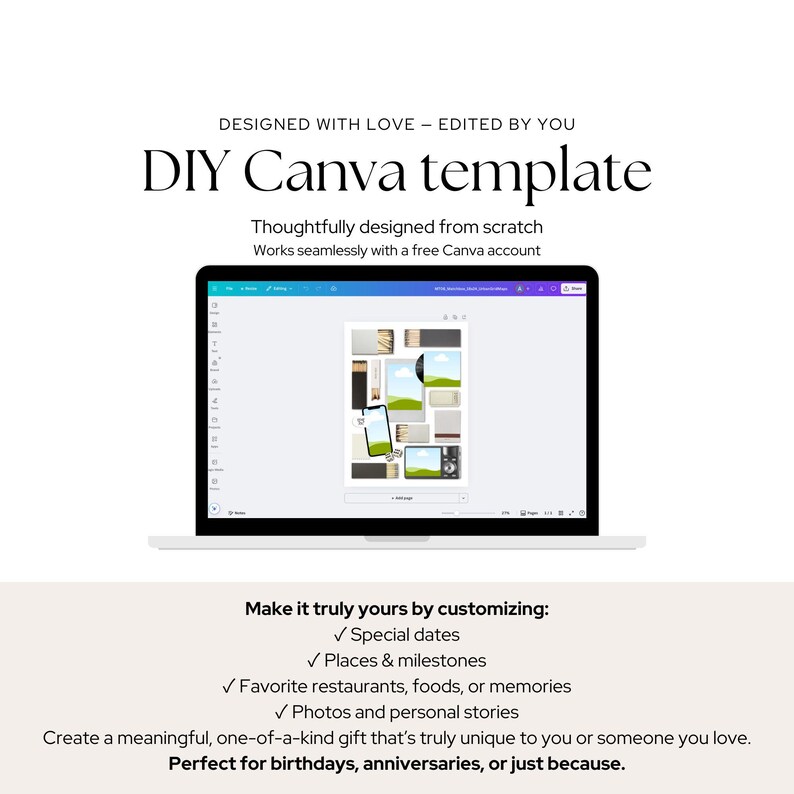 Póster personalizado de caja de cerillas, plantilla de Canva, regalo de aniversario para novio (descarga digital) imagen 4