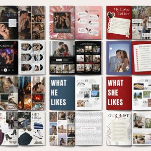 Plantilla de revista para parejas, regalo de aniversario DIY para él (editable en Canva) imagen 4