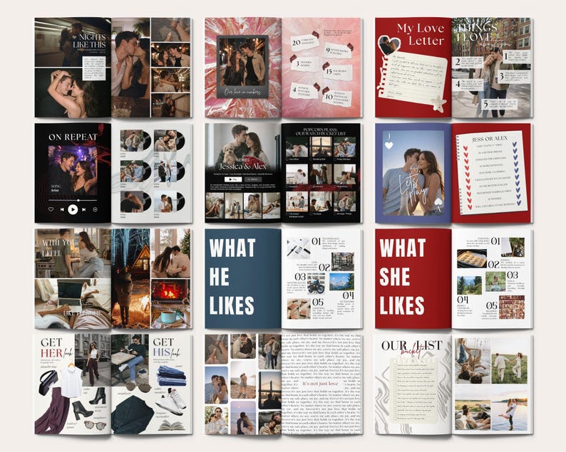 Plantilla de revista para parejas, regalo de aniversario DIY para él (editable en Canva) imagen 4