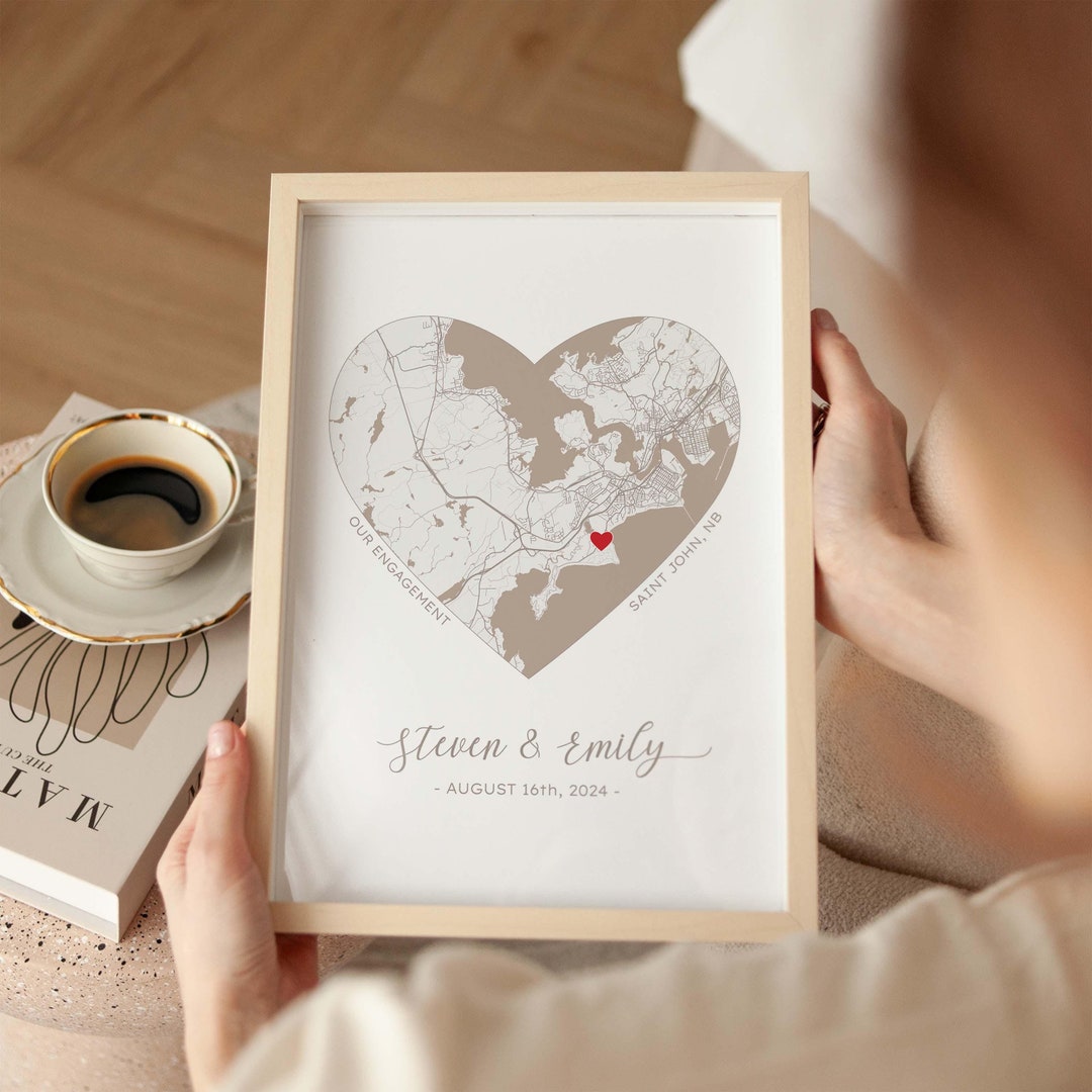 Custom Heart Map Print, Engagement Wedding Gift (digital Download) - Etsy, image size:1080x1080