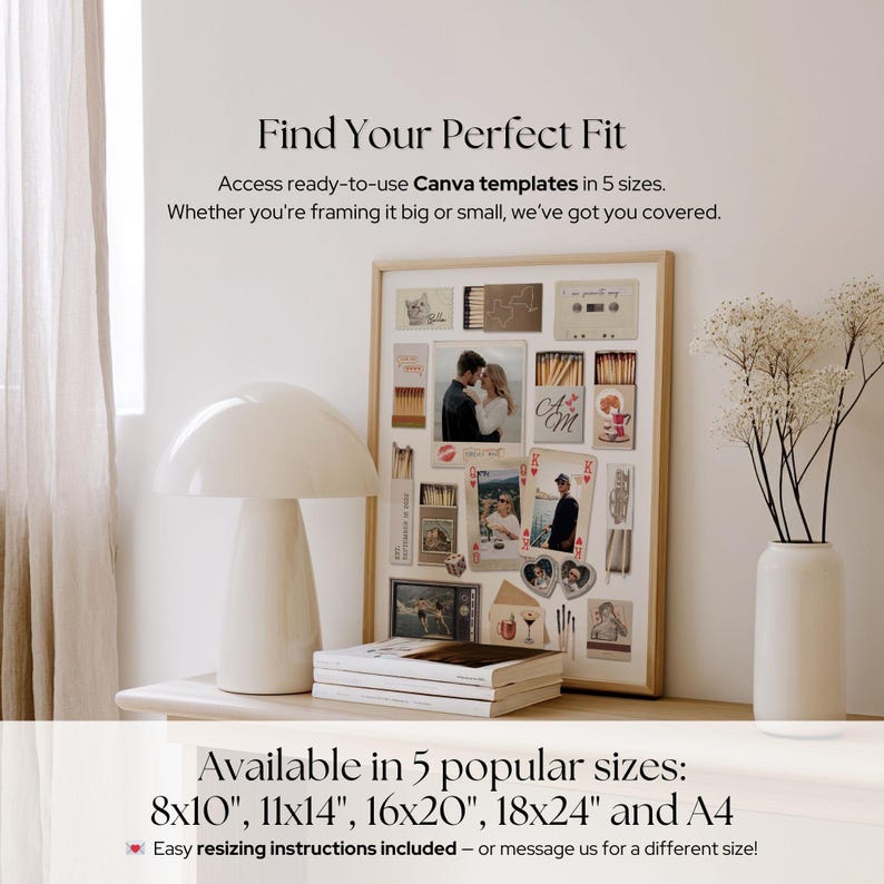 Plantilla editable de Canva para caja de cerillas, regalo DIY para él, arte mural para aniversario de novio imagen 2