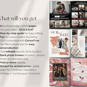 Plantilla de revista para parejas, regalo de aniversario DIY para él (editable en Canva) imagen 2
