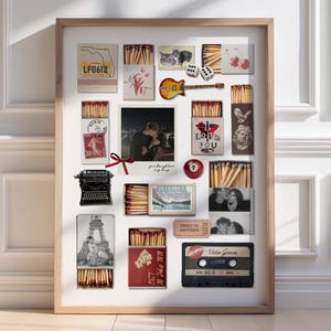 Matchbox poster Canva template matchbook editable collage custom wall art for couples friends gift DIY photo print retro polaroid art