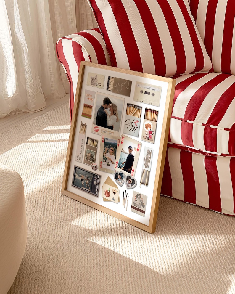 Plantilla editable de Canva para caja de cerillas, regalo DIY para él, arte mural para aniversario de novio imagen 9