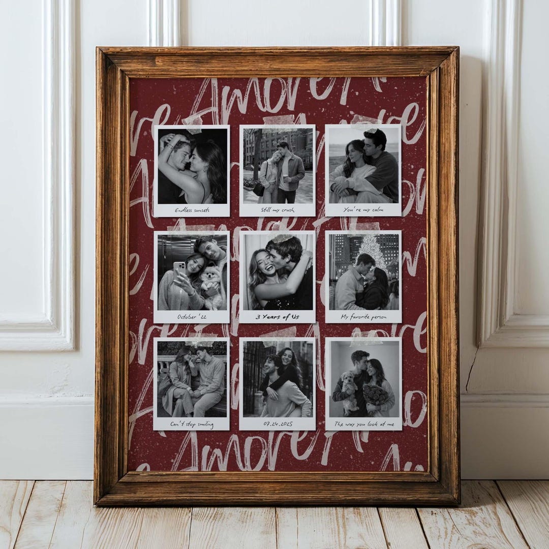 Anniversary Photo Collage Canva Template | Editable Poster for Couples ...