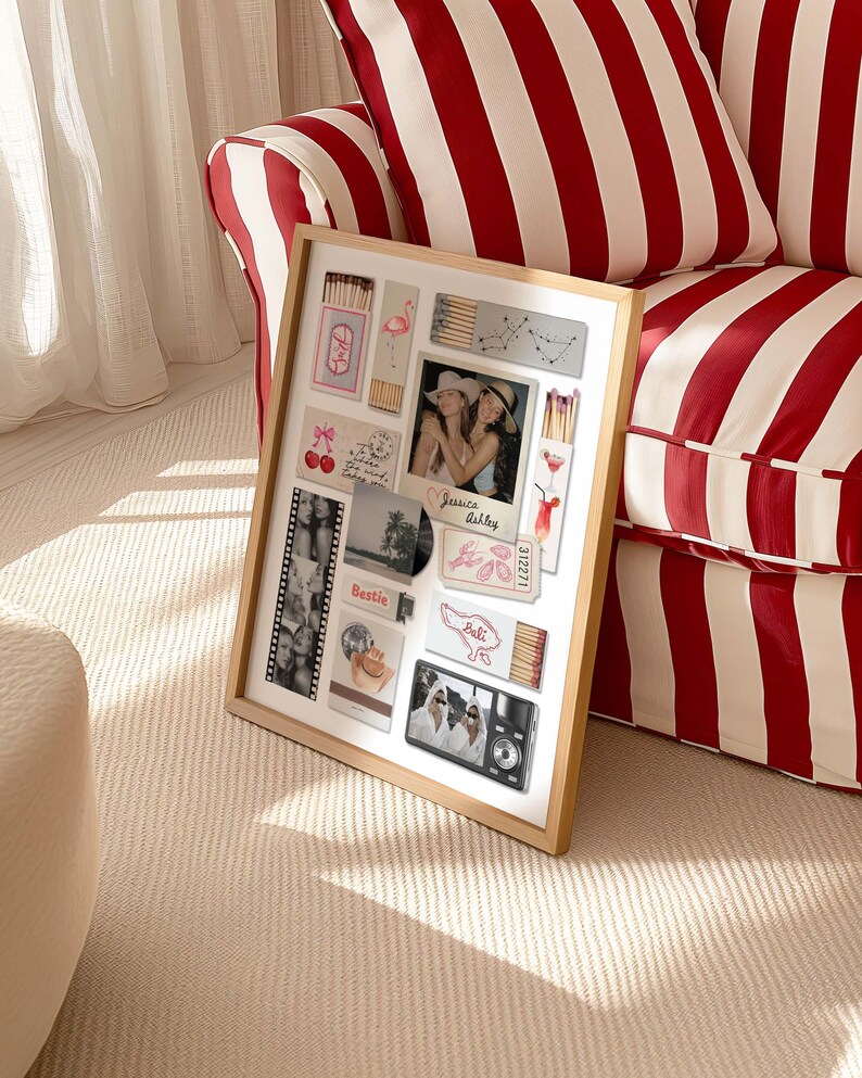 Bestie Gift Matchbox Canva Template DIY Poster for Sister BestFriend Keepsake Wall Art Printable Memory Collage Matchbook Art image 9
