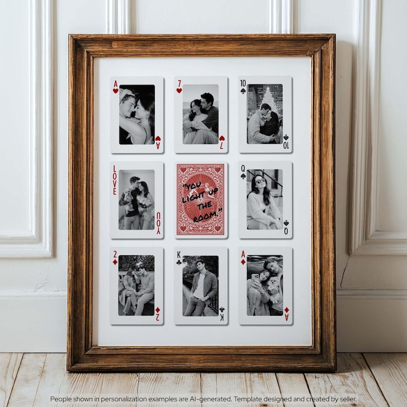 Plantilla editable de Canva: Collage de fotos de naipes, regalo para tu novio (descarga digital) imagen 1