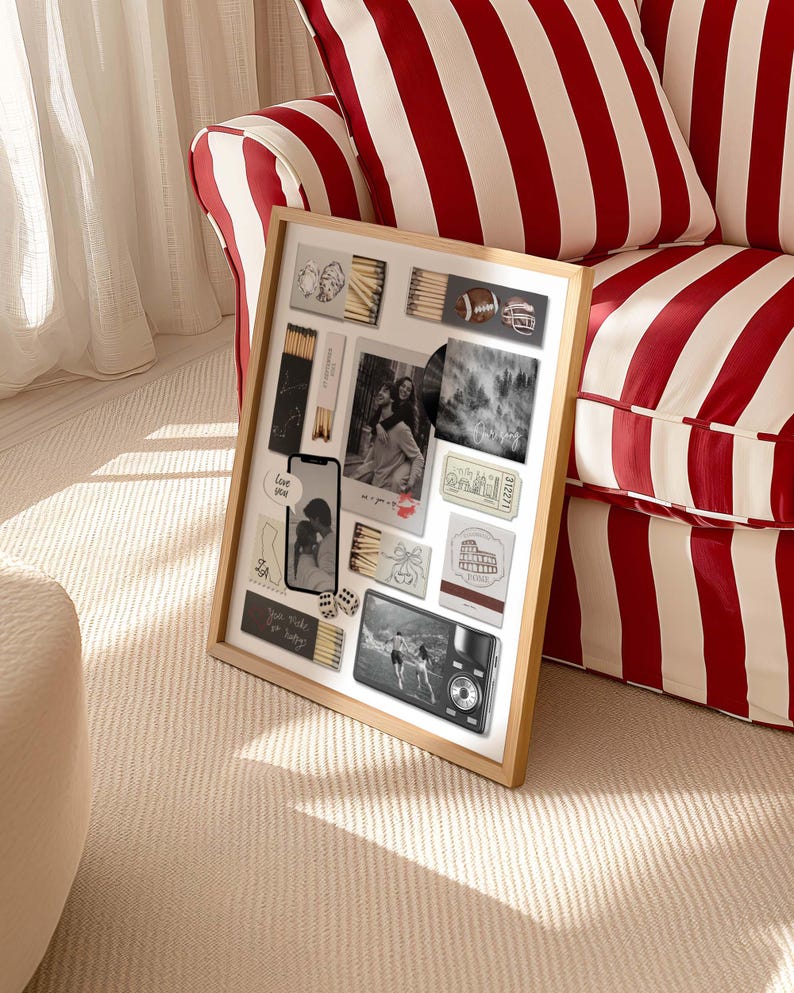 Póster personalizado de caja de cerillas, plantilla de Canva, regalo de aniversario para novio (descarga digital) imagen 9