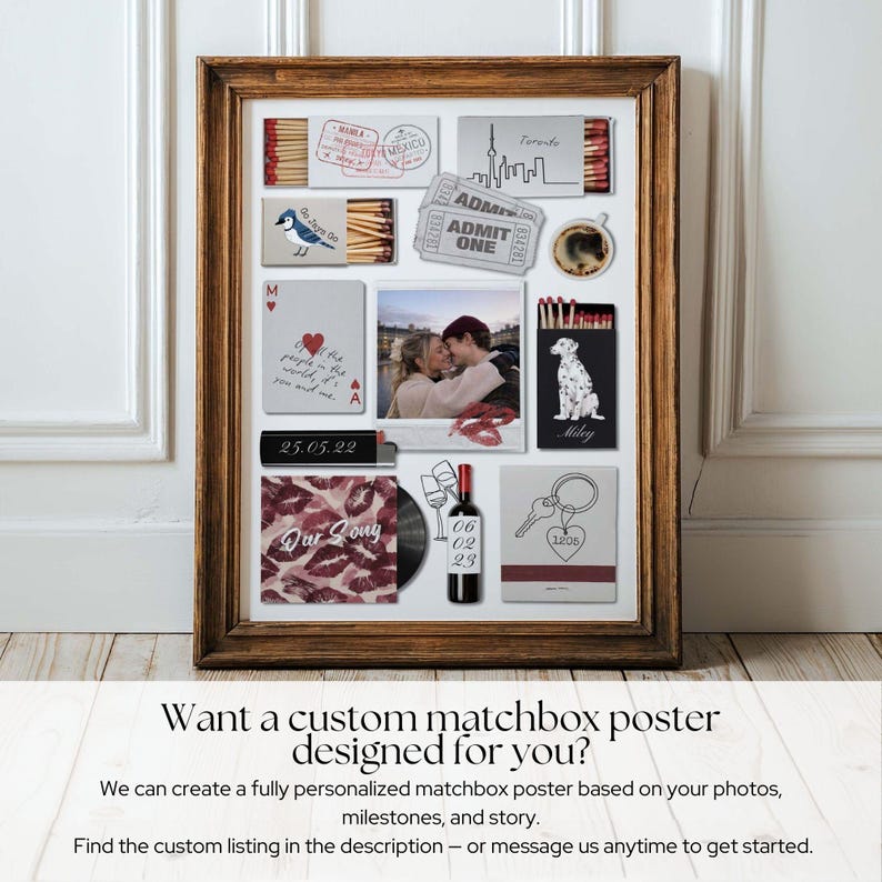 Póster personalizado de caja de cerillas, plantilla de Canva, regalo de aniversario para novio (descarga digital) imagen 11