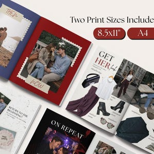 Plantilla de revista para parejas, regalo de aniversario DIY para él (editable en Canva) imagen 8