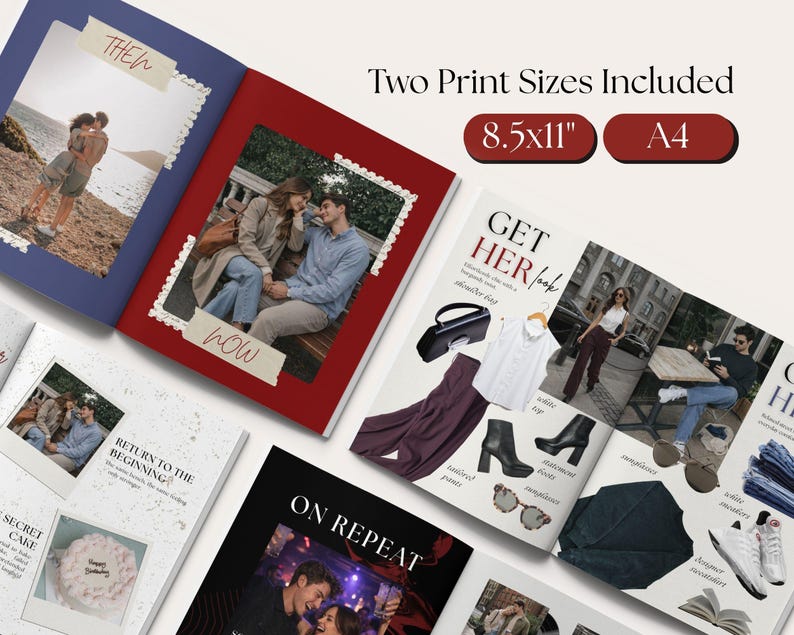 Plantilla de revista para parejas, regalo de aniversario DIY para él (editable en Canva) imagen 8