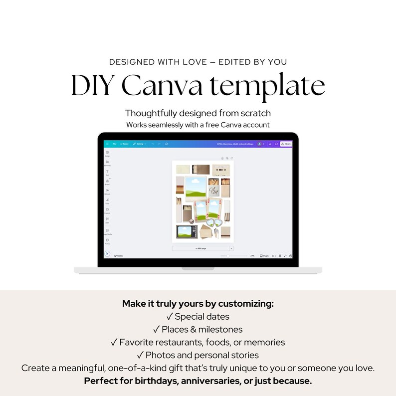 Plantilla editable de Canva para caja de cerillas, regalo DIY para él, arte mural para aniversario de novio imagen 4
