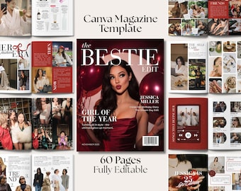 Plantilla de revista de cumpleaños para tu mejor amiga: Regalo DIY en Canva (Descarga digital)