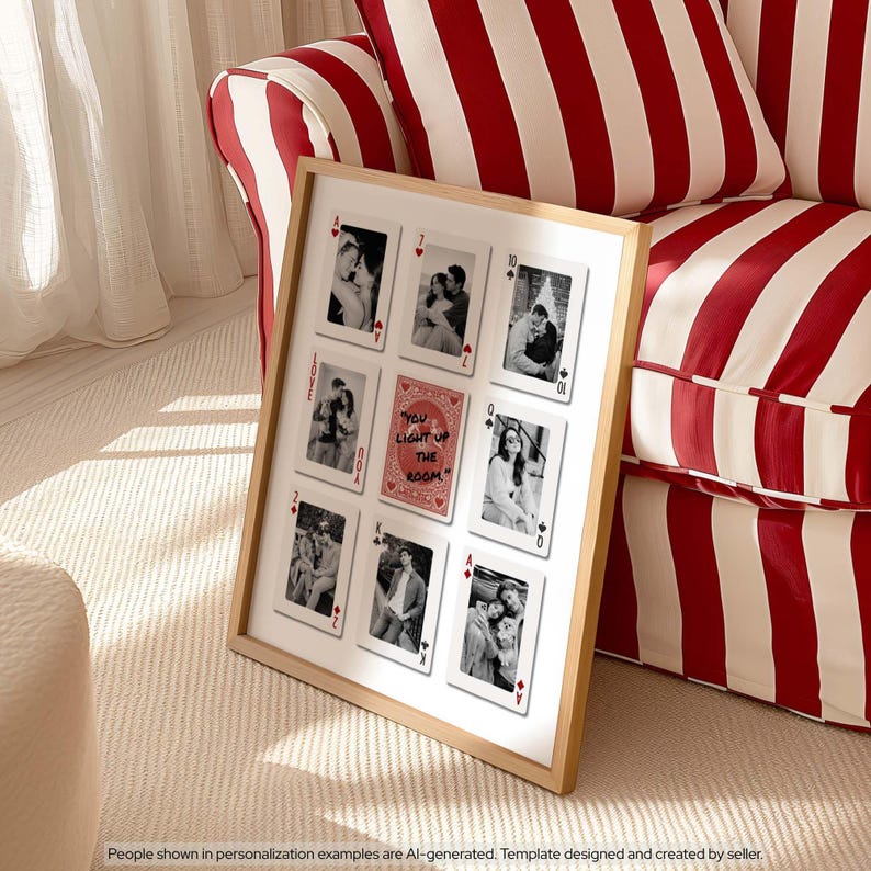 Plantilla editable de Canva: Collage de fotos de naipes, regalo para tu novio (descarga digital) imagen 9