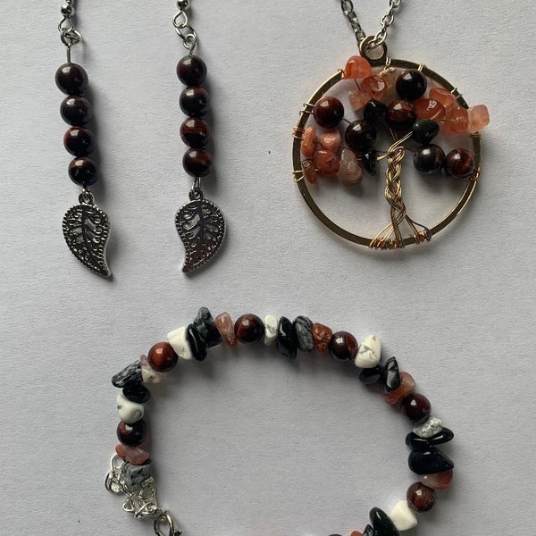 Capricorn Gemstone Jewelry- Set or Tree of Life Necklace, Bracelet, or Earrings