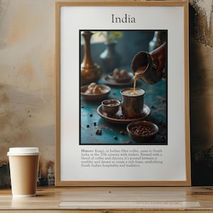 Indian Coffee Art, Kaapi Wall Print, South Indian Coffee Poster, Digital Download, Traditional Coffee Decor, Kitchen Art, India Poster