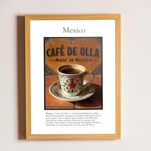 Poster del caffè messicano, stampa murale vintage del Café de Olla, stampa da cucina, decorazione del caffè messicano, stampa fisica senza cornice