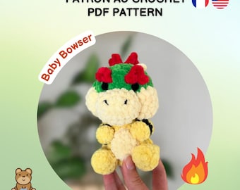 Bowser Plush Pattern US and FR | Amigurumi Bowser | Bowser crochet pattern