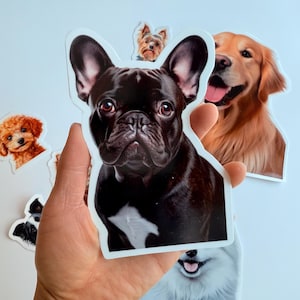 Custom Pet Face Stickers - Personalized Vinyl Decal - Dog Cat Photo Sticker for Laptop, Bottle, Scrapbook - Gift for Pet Lovers