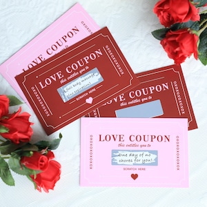 Coupons d'amour personnalisés à gratter - Cadeau romantique unique pour un anniversaire ou la Saint-Valentin, un cadeau pour un couple