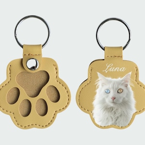 Personalized Pet Portrait Keychain – Custom Dog or Cat Photo Charm – Pet Keepsake Gift, Cat Lover Memorial
