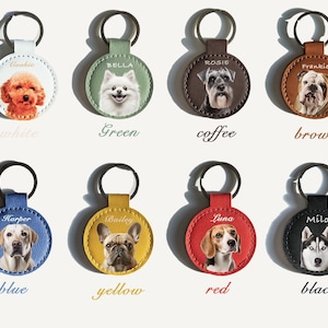 Personalized Dog Keychain with Pet Portrait – Custom Leather Keychain – Pet Memorial Gift – Dog Mom & Dad Gifts – Custom Pet Lover