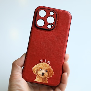 Custom Leather iPhone Case: Personalized Pet Portrait Phone Cover