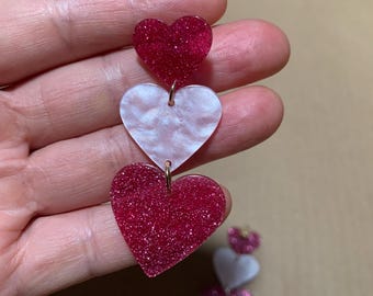 Heart costum drop earrings