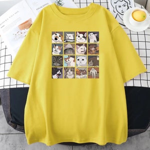 Cat Cartoon Design Oversize T-Shirt Different Color Options Funny Cat Pictures Printed Tshirt Casual Daily Wear Cute Tshirts