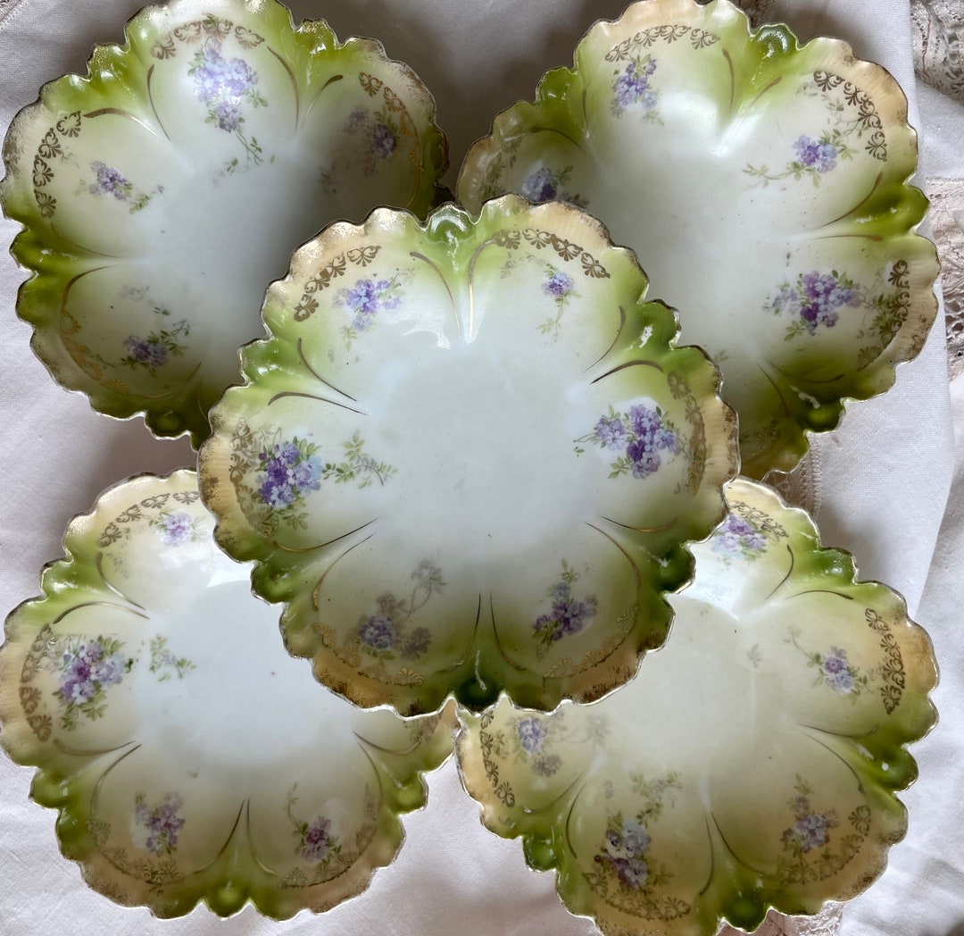 Perfect Quality Antique Berry Bowls Set Reinhold Schlegelmilch Prussia