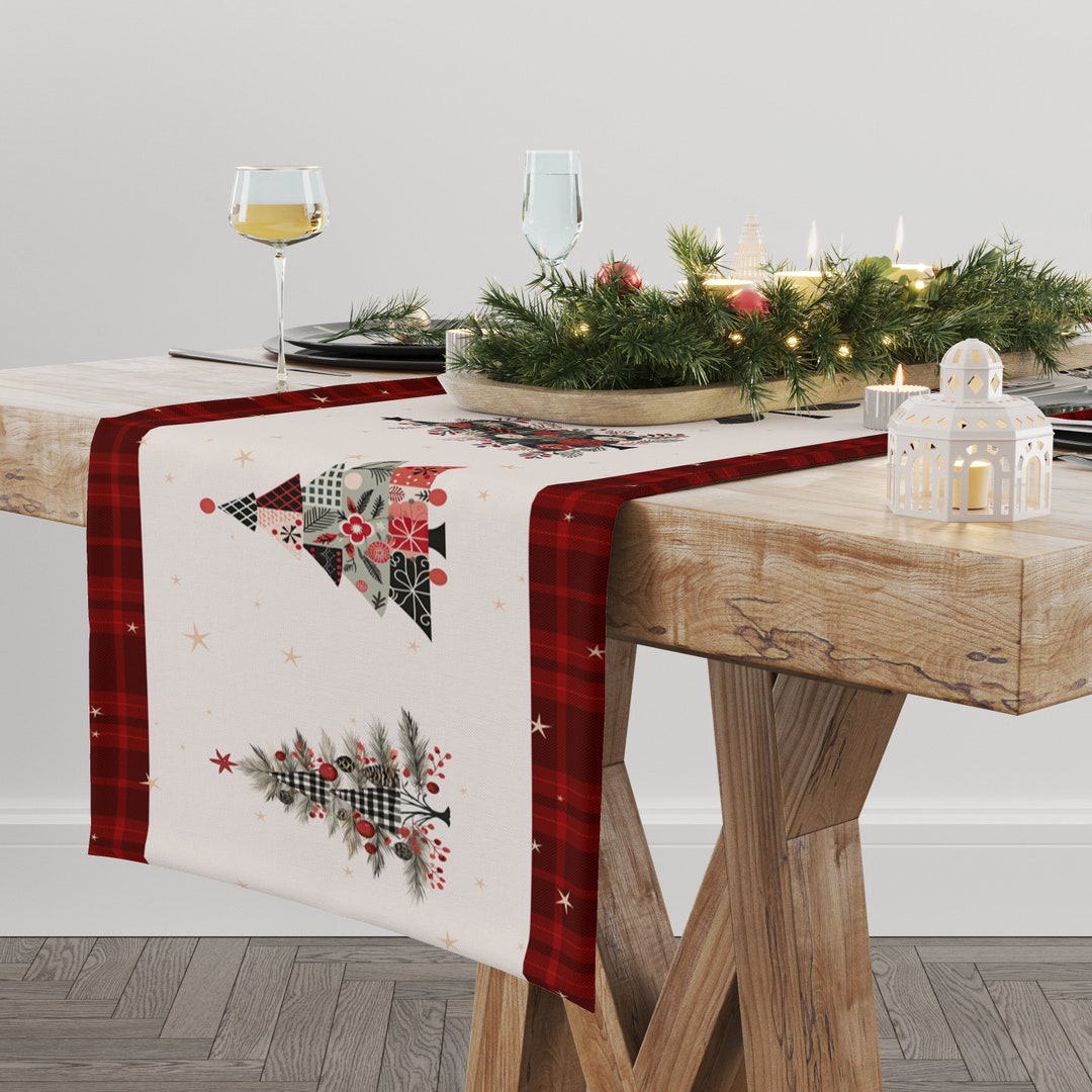 Table Runner Christmas Table Decoration Christmas Gift Red Etsy