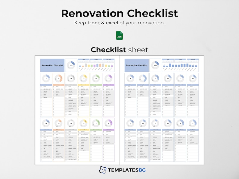 Home Renovation Excel Checklist: Remodel Planner Spreadsheet (digital ...